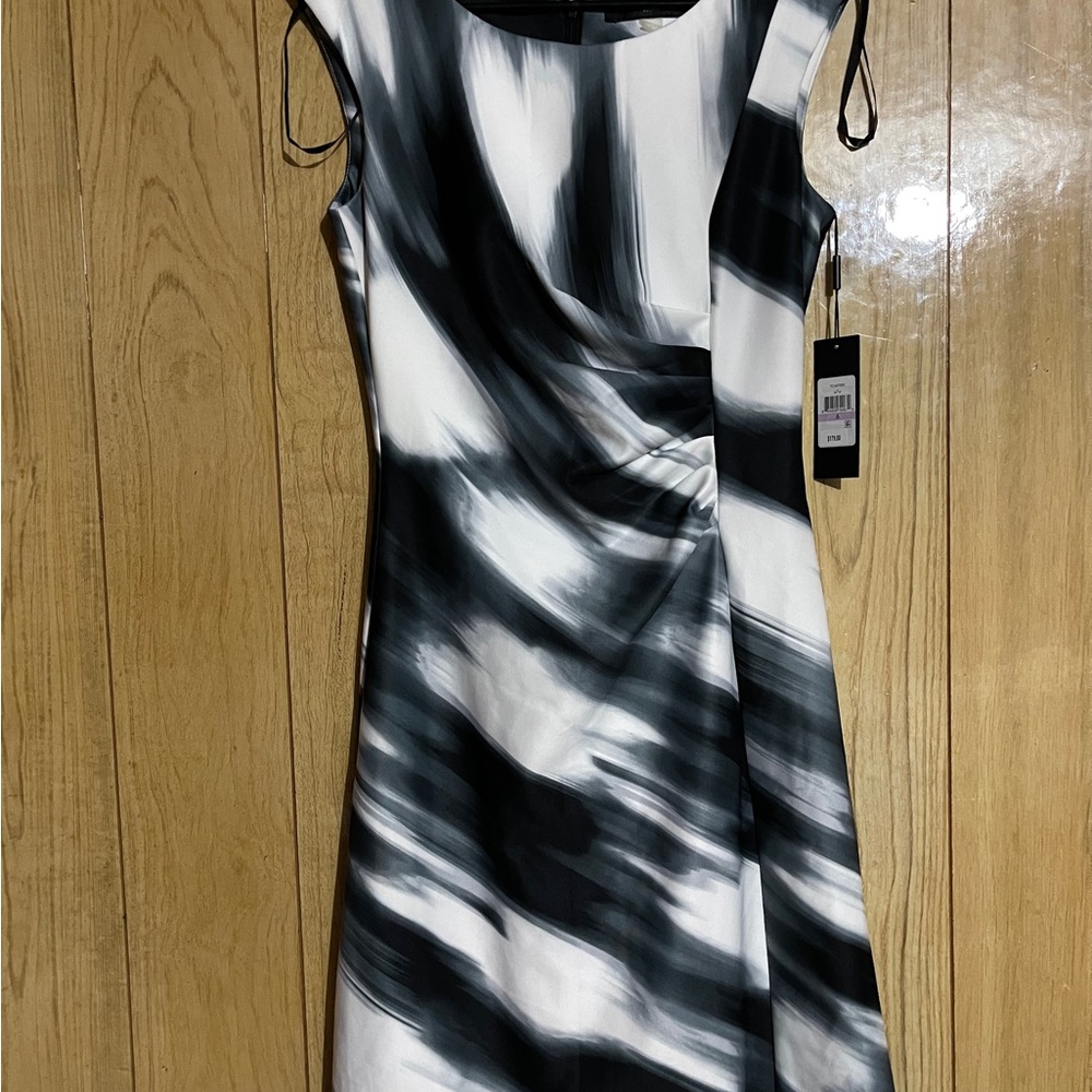 Elegant striking Black and White design Karl Lagerfeld sleeveless dress